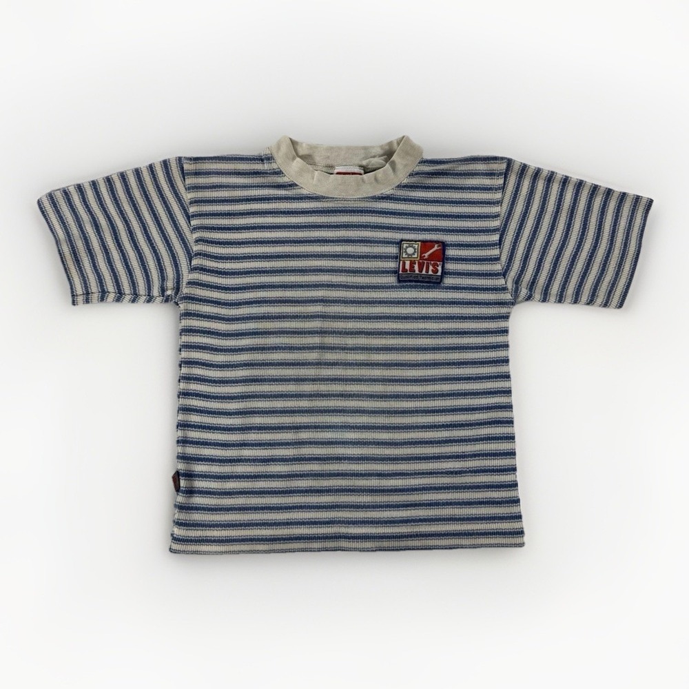 Vintage Little Levi's Striped Knit T Shirt Toddler Blue White USA Made